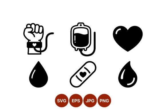 Blood Donation Medical Icons Vector
