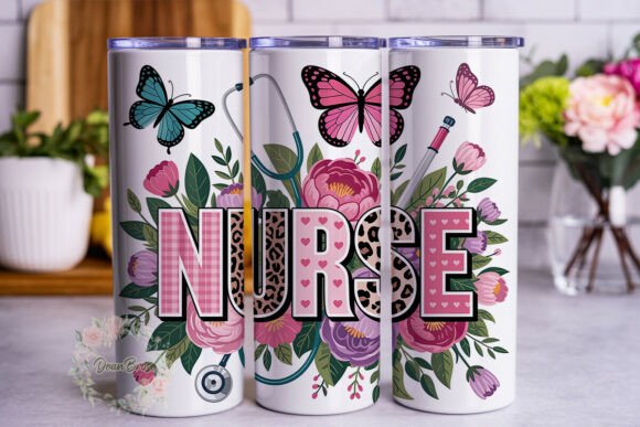 Floral Nurse Butterfly 20oz Wrap