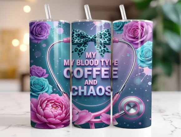 Floral Nurse Coffee Quote Tumbler Wrap