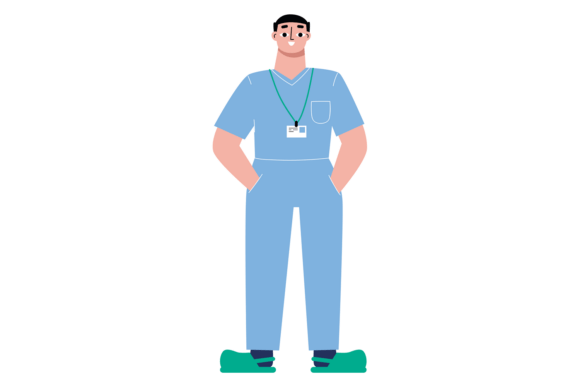 Hospital Staff Color Character. Medical