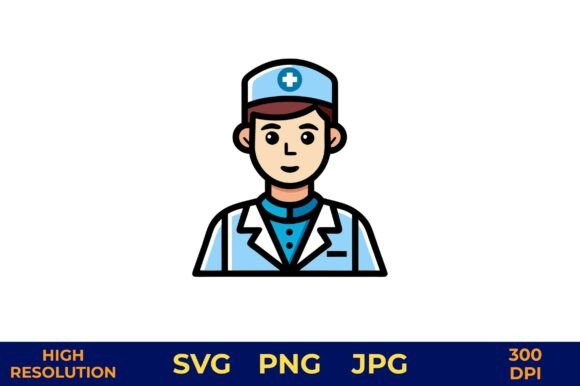 Male Nurse Vector Design in Blue Uniform
