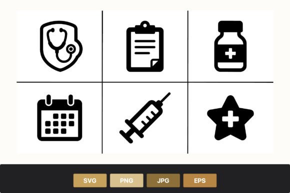 Medical Icon Set Black Vector
