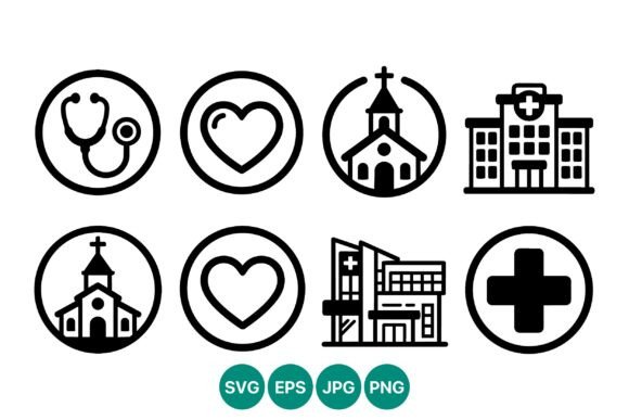 Medical Icons Circle Badges