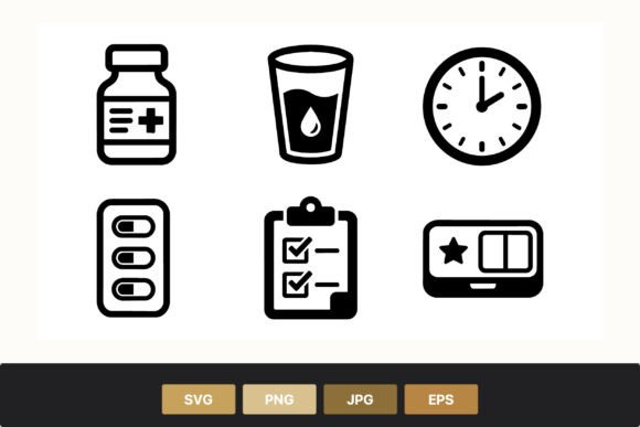 Medical Pills Clock Checklist Vector
