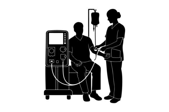 Nurse Assisting Patient with Dialysis Ma