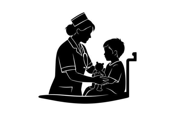 Nurse Comforting Child with Toy, Flat De