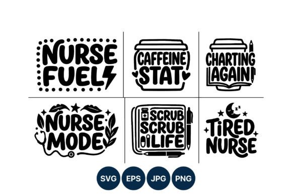 Nurse Fuel Nursing Phrases Vector