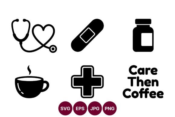 Vector Line Icons of Medical Care Items